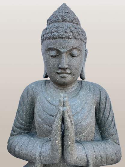 Stone Namaste Buddha Statue Handcarved 39" - Routes Gallery