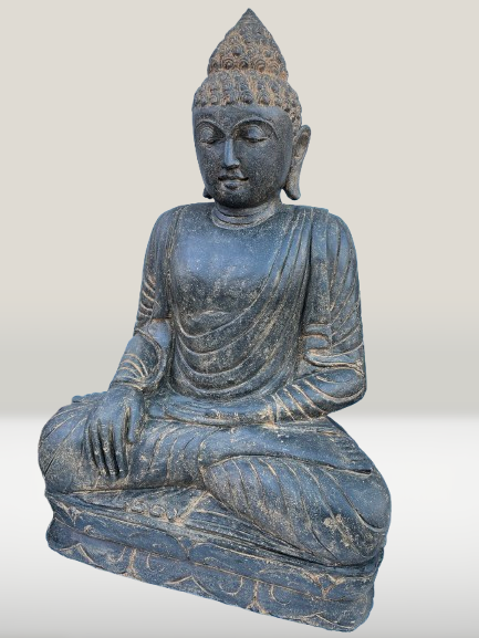 Stone Earth Witness Buddha Statue Handcarved 40" - Routes Gallery