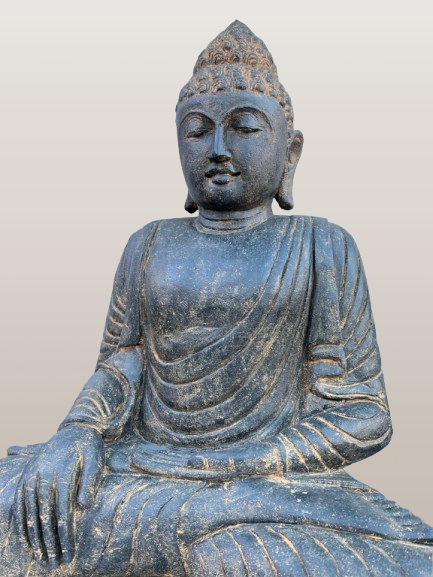Stone Earth Witness Buddha Statue Handcarved 40" - Routes Gallery