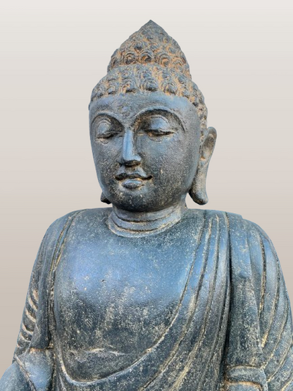 Stone Earth Witness Buddha Statue Handcarved 40" - Routes Gallery