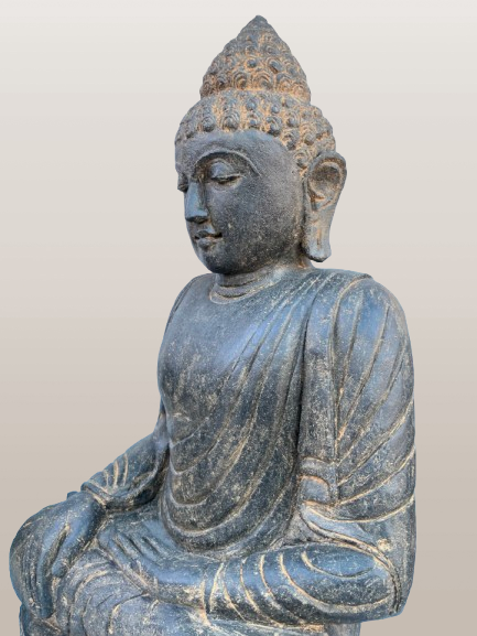 Stone Earth Witness Buddha Statue Handcarved 40" - Routes Gallery