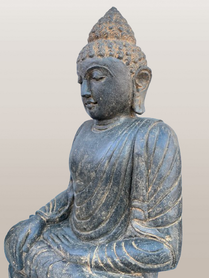 Stone Earth Witness Buddha Statue Handcarved 40" - Routes Gallery