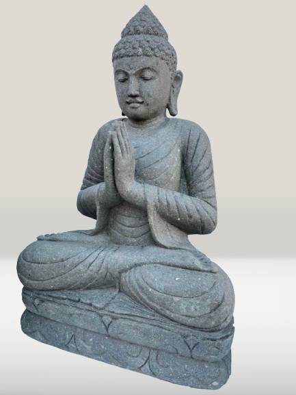 Stone Namaste Buddha Statue Handcarved 39" - Routes Gallery
