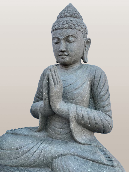 Stone Namaste Buddha Statue Handcarved 39" - Routes Gallery