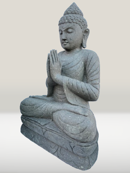 Stone Namaste Buddha Statue Handcarved 39" - Routes Gallery