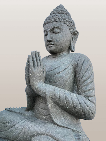 Stone Namaste Buddha Statue Handcarved 39" - Routes Gallery