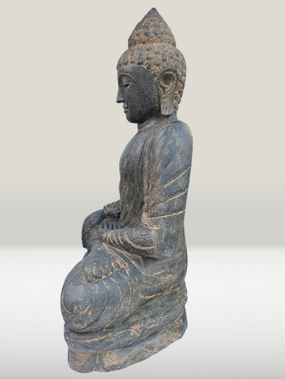 Stone Earth Witness Buddha Statue Handcarved 40" - Routes Gallery