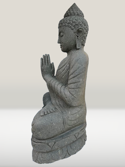 Stone Namaste Buddha Statue Handcarved 39" - Routes Gallery