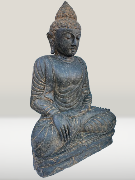 Stone Earth Witness Buddha Statue Handcarved 40" - Routes Gallery