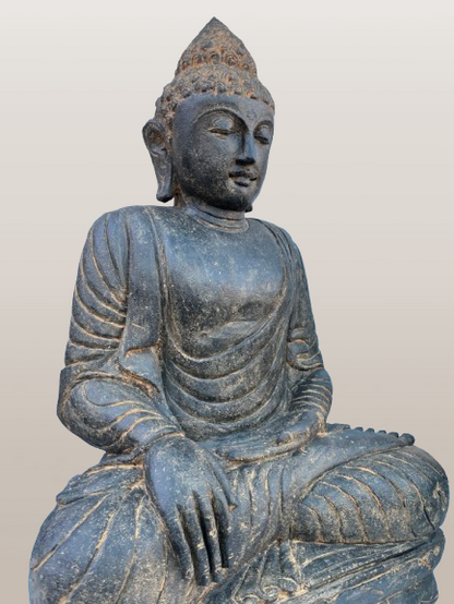 Stone Earth Witness Buddha Statue Handcarved 40" - Routes Gallery