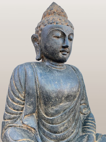 Stone Earth Witness Buddha Statue Handcarved 40" - Routes Gallery