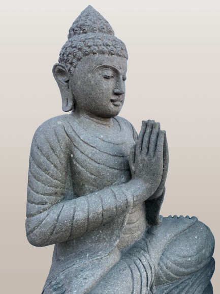 Stone Namaste Buddha Statue Handcarved 39" - Routes Gallery