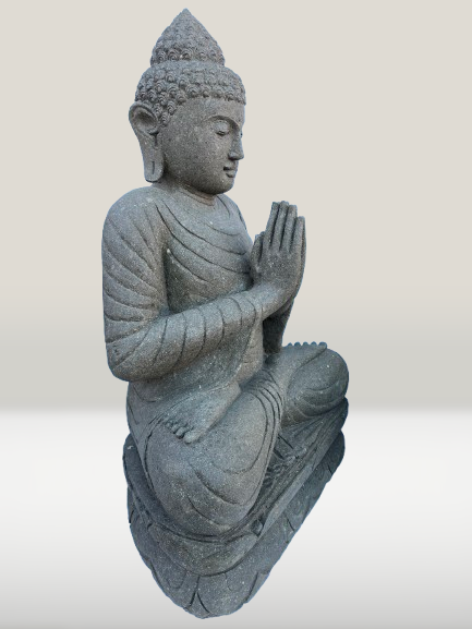 Stone Namaste Buddha Statue Handcarved 39" - Routes Gallery