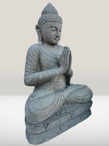 Stone Namaste Buddha Statue Handcarved 39" - Routes Gallery