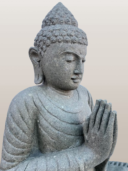 Stone Namaste Buddha Statue Handcarved 39" - Routes Gallery