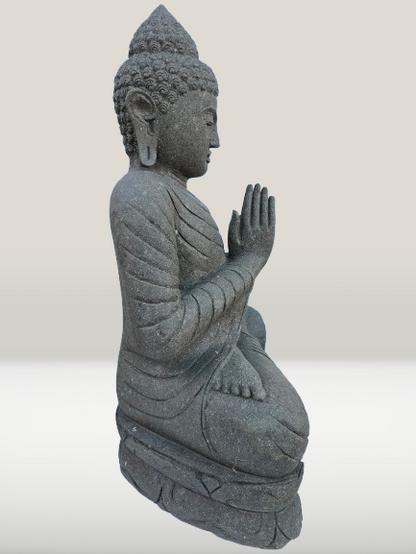 Stone Namaste Buddha Statue Handcarved 39" - Routes Gallery