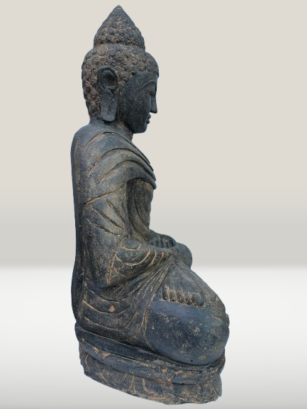 Stone Meditation Buddha Statue Handcarved 39" - Routes Gallery