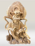 Hand Carved Wood Quan Yin with Ruyi Scepter 44"