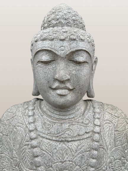 Stone Seated Earth Touching Buddha Sculpture 34" - Routes Gallery