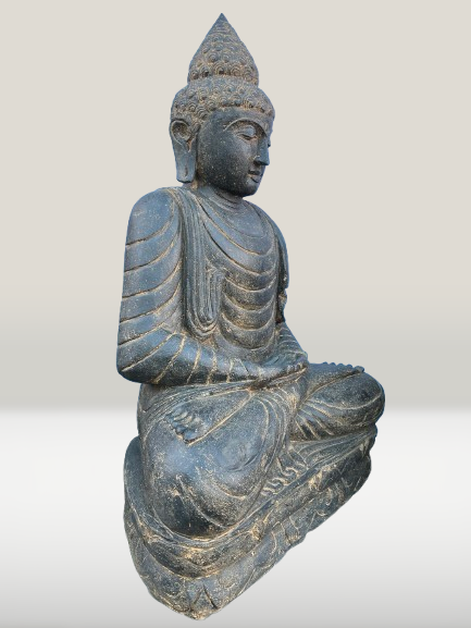 Stone Dyhana Meditation Buddha Sculpture 39" - Routes Gallery