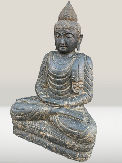 Stone Dyhana Meditation Buddha Sculpture 39" - Routes Gallery
