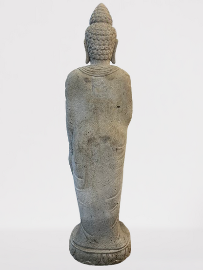 Stone Standing Abhaya Buddha Sculpture 60" - Routes Gallery