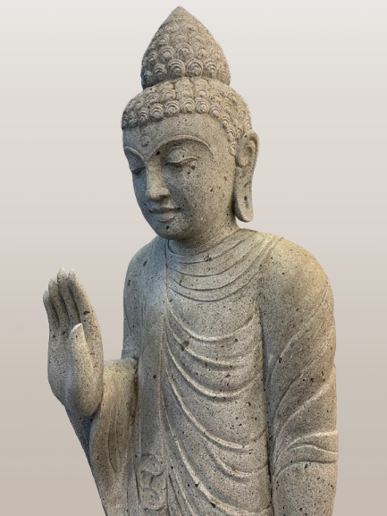 Stone Standing Abhaya Buddha Sculpture 60" - Routes Gallery