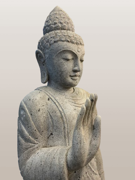 Stone Standing Abhaya Buddha Sculpture 60" - Routes Gallery