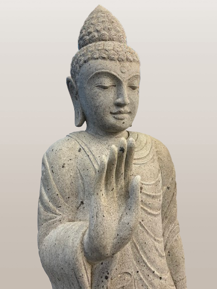 Stone Standing Abhaya Buddha Sculpture 60" - Routes Gallery