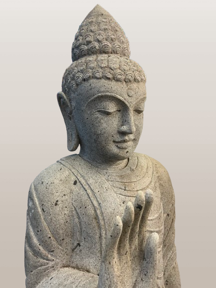 Stone Standing Abhaya Buddha Sculpture 60" - Routes Gallery