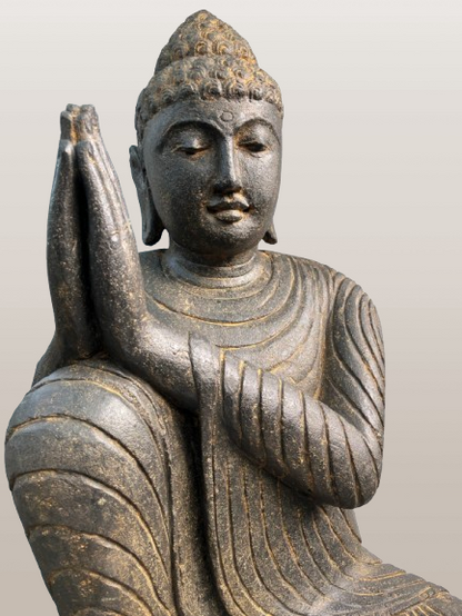Stone Relaxing Namaste Buddha Sculpture 42" - Routes Gallery