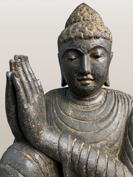 Stone Relaxing Namaste Buddha Sculpture 42" - Routes Gallery
