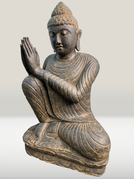 Stone Relaxing Namaste Buddha Sculpture 42" - Routes Gallery