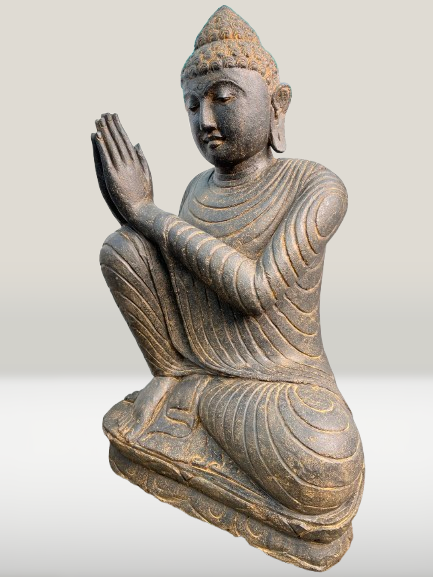 Stone Relaxing Namaste Buddha Sculpture 42" - Routes Gallery