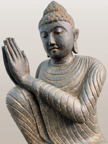 Stone Relaxing Namaste Buddha Sculpture 42" - Routes Gallery
