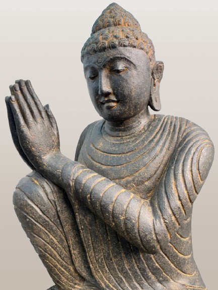 Stone Relaxing Namaste Buddha Sculpture 42" - Routes Gallery