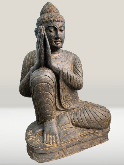 Stone Relaxing Namaste Buddha Sculpture 42" - Routes Gallery