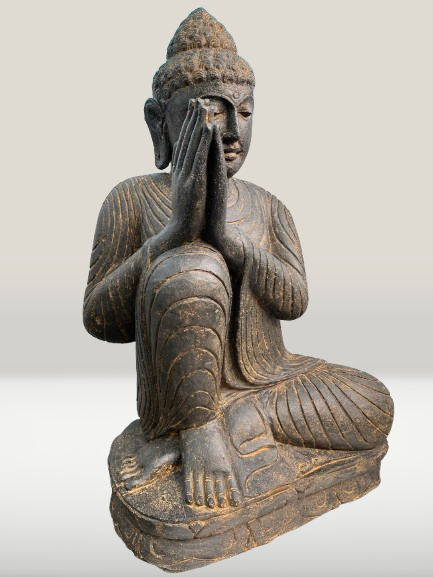 Stone Relaxing Namaste Buddha Sculpture 42" - Routes Gallery