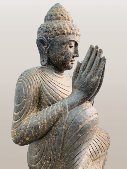 Stone Relaxing Namaste Buddha Sculpture 42" - Routes Gallery