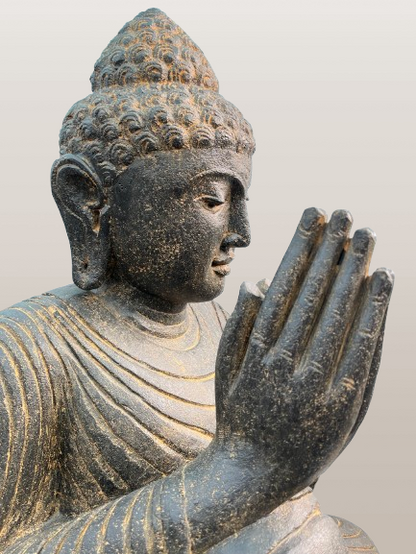 Stone Relaxing Namaste Buddha Sculpture 42" - Routes Gallery