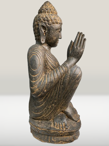 Stone Relaxing Namaste Buddha Sculpture 42" - Routes Gallery