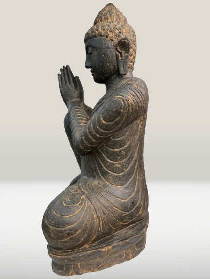 Stone Relaxing Namaste Buddha Sculpture 42" - Routes Gallery