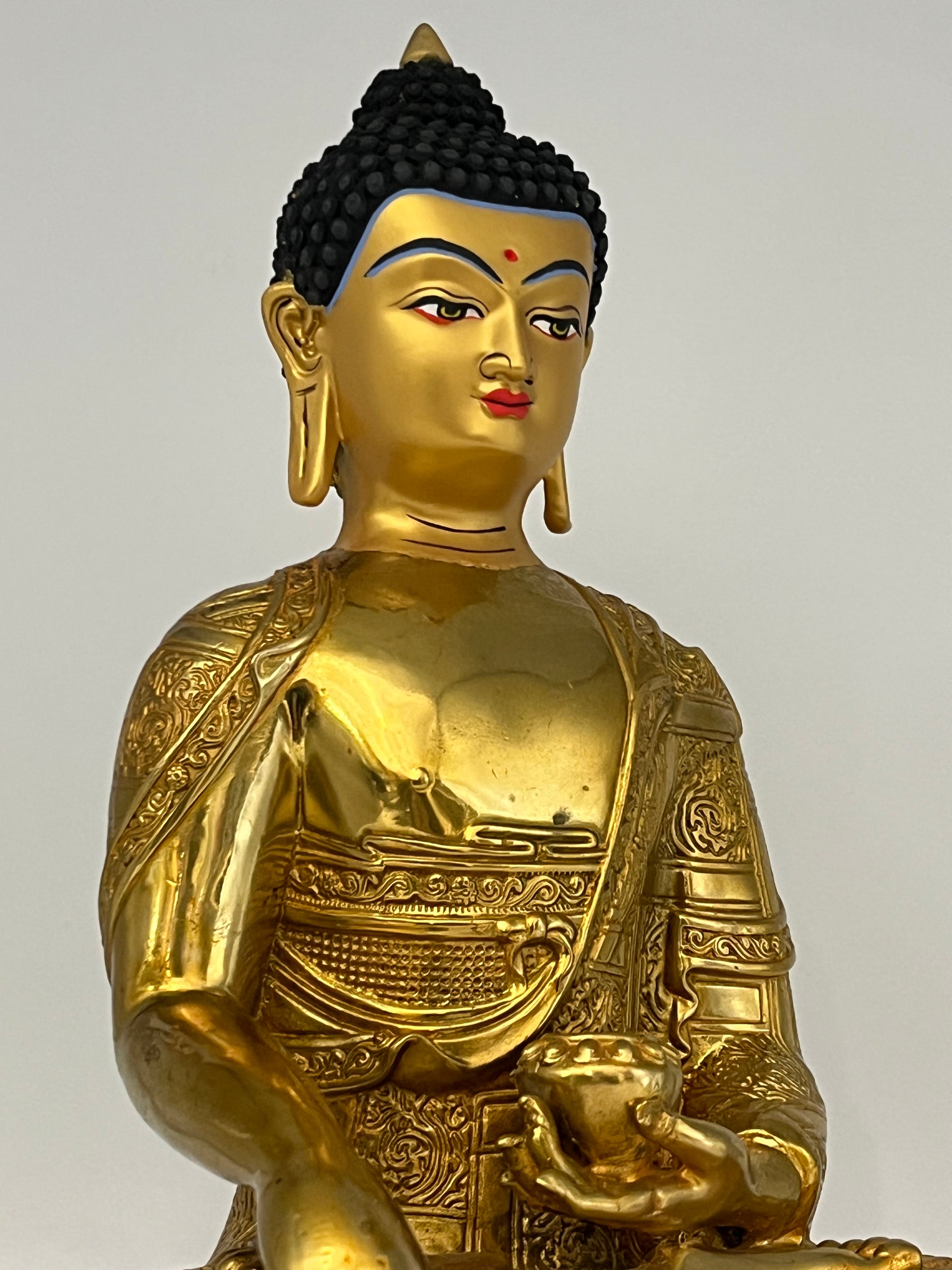 Brass Earth Touching Buddha Statue 12" - Routes Gallery