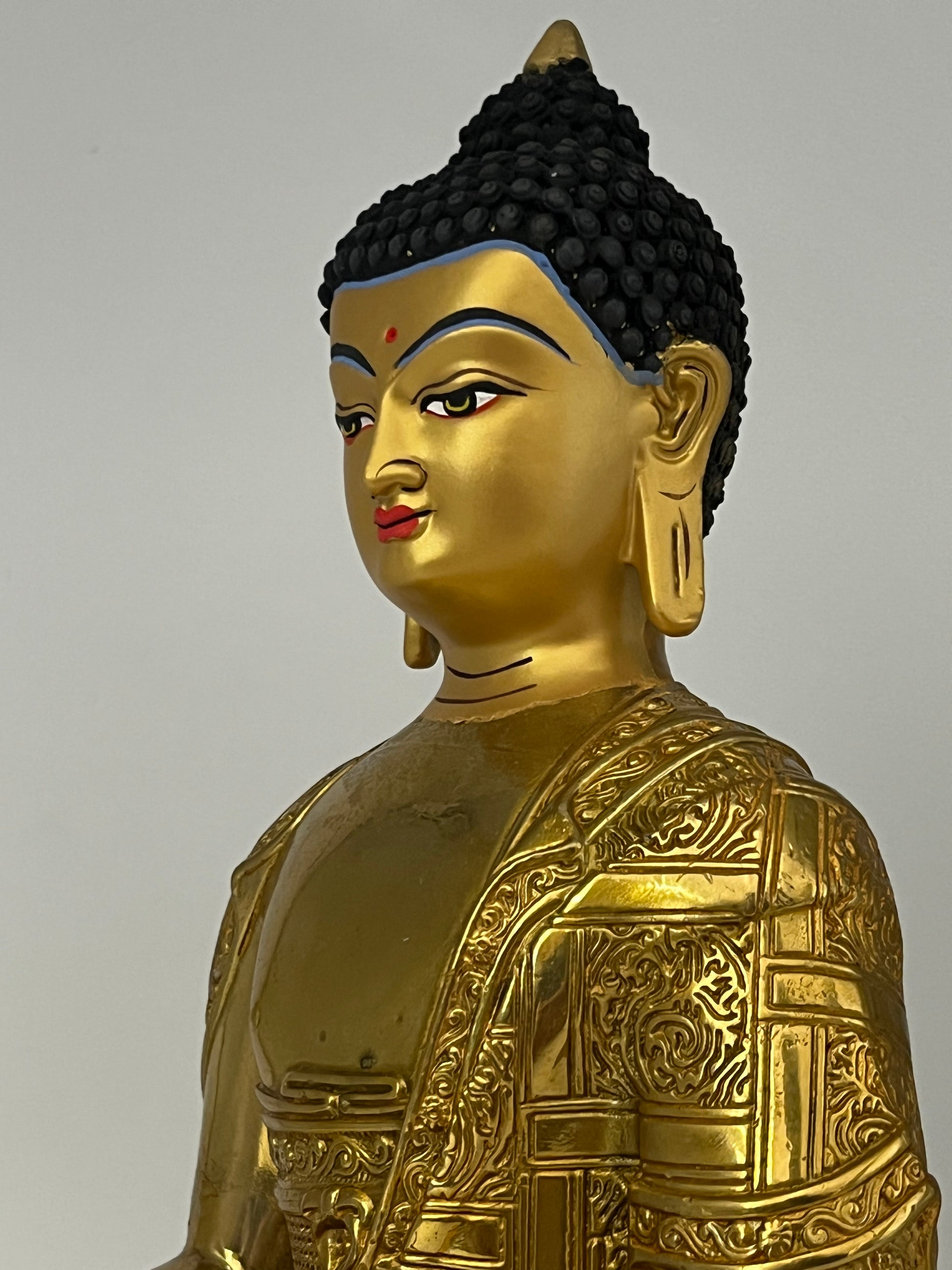 Brass Earth Touching Buddha Statue 12" - Routes Gallery