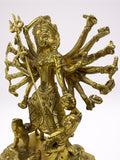 Brass Durga Slaying Buffalo Demon Statue 9"