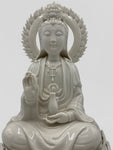 Porcelain Seated Quan Yin Statue 12"