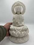 Porcelain Seated Quan Yin Statue 12"
