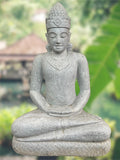 Stone Meditating Khmer Buddha Statue 43"