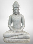 Stone Meditating Khmer Buddha Statue 43"