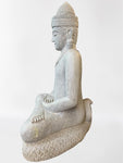 Stone Meditating Khmer Buddha Statue 43"